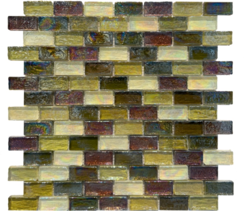 Luster Honey Dew Glass Mosaic - 1" X 2" - Honed