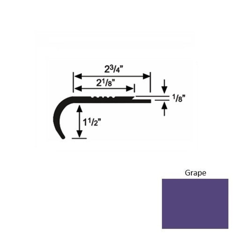 Solid 10 Grape Rubber Underlap Stair Nosing