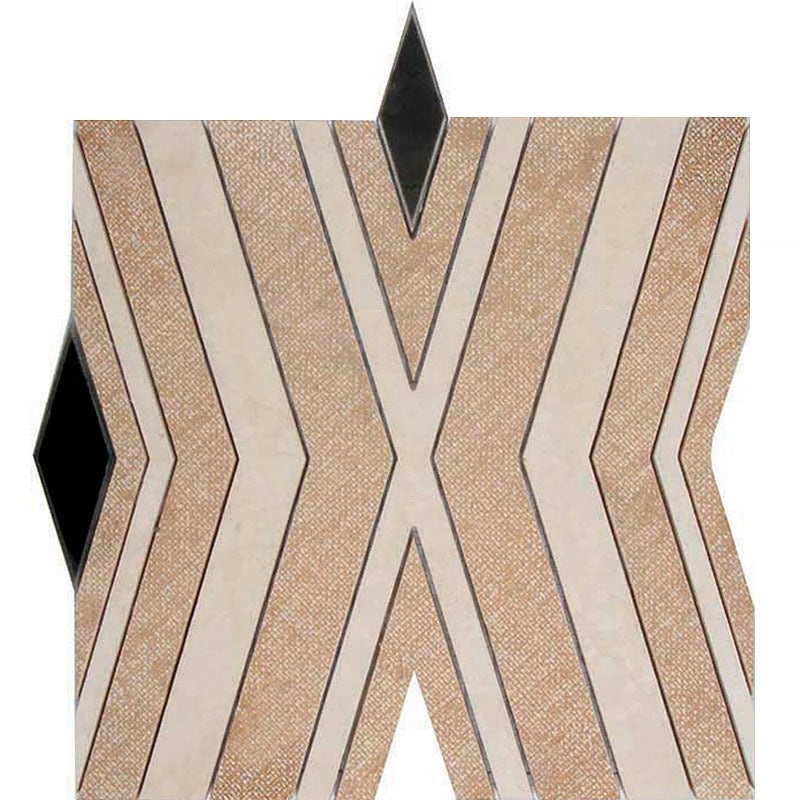 Skalini Line Artistic Stone Limestone Cloudy / Antique Rusty Mirror Marble Mosaic - Sonia Crema - Honed & Etched