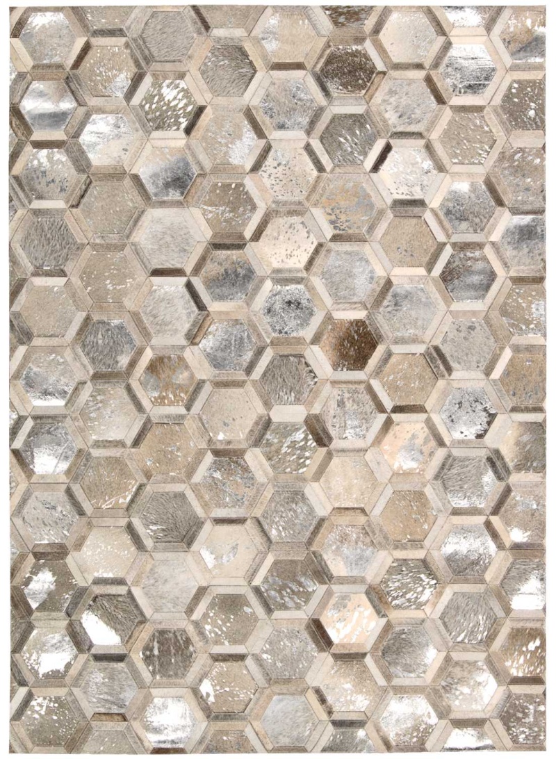 City Chic Silver Leather Modern Area Rug