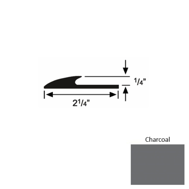 Solid 38 Charcoal Rubber Glue Down Carpet Edge - 2 1/4" X 9 Ft (108") X 1/4"