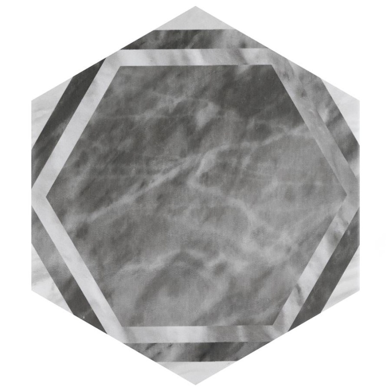 Classico Bardiglio Dimension Dark Porcelain Tile - Matte - 7" X 8" Hexagon