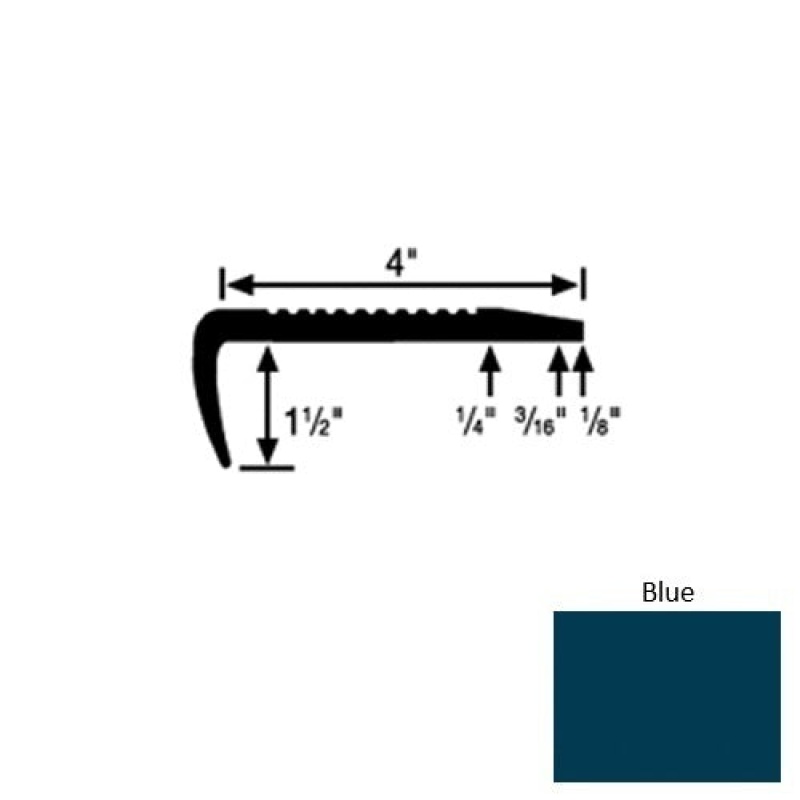 Solid 01 Blue Rubber Commercial Stair Nosing (Sq) - 4" X 9 Ft (108")