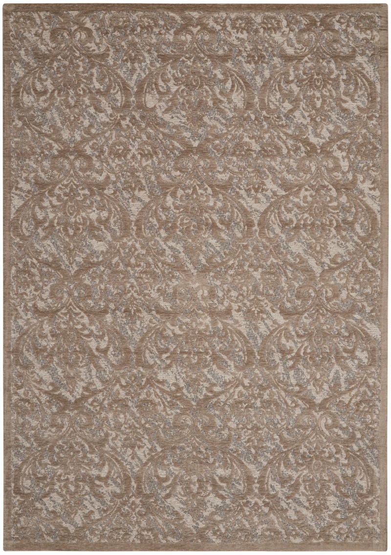 Damask Grey Polyester Vintage Area Rug