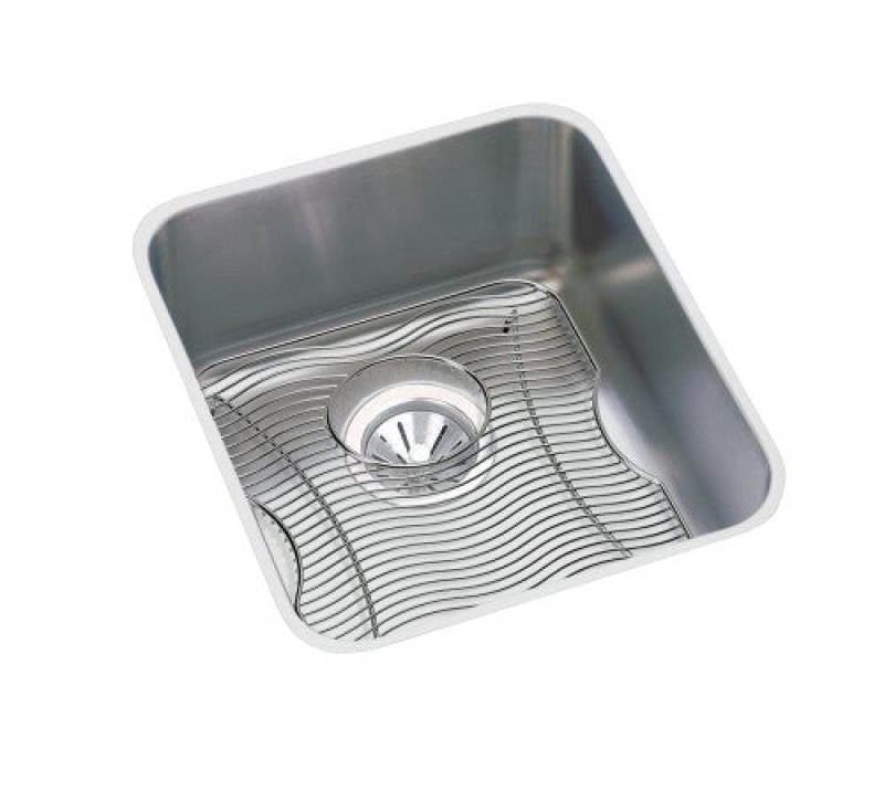 Eluh1616dbg Lustertone Classic Stainless Steel Undermount Single Bowl Kitchen Sink - 18 1/2" X 18 1/2" X 7 7/8" With Bottom Grid Drain - Stainless Steel