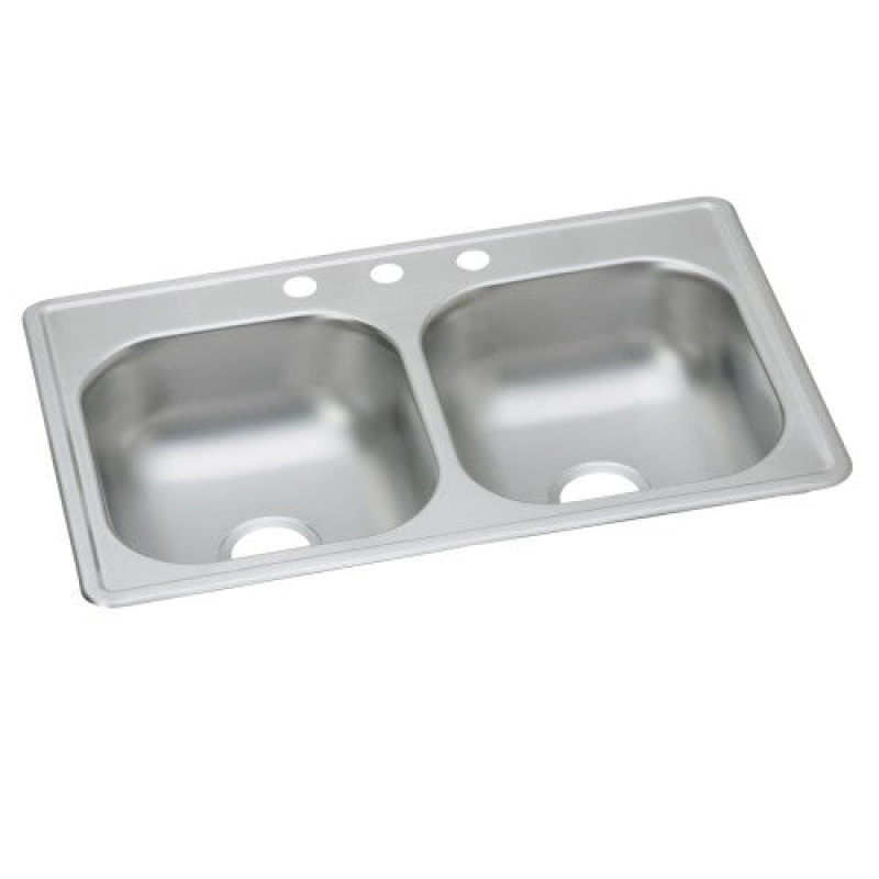 Dse233193 Dayton Stainless Steel Drop In Double Bowl Kitchen Sink - 33" X 19" X 8" With 3 Holes - Stainless Steel