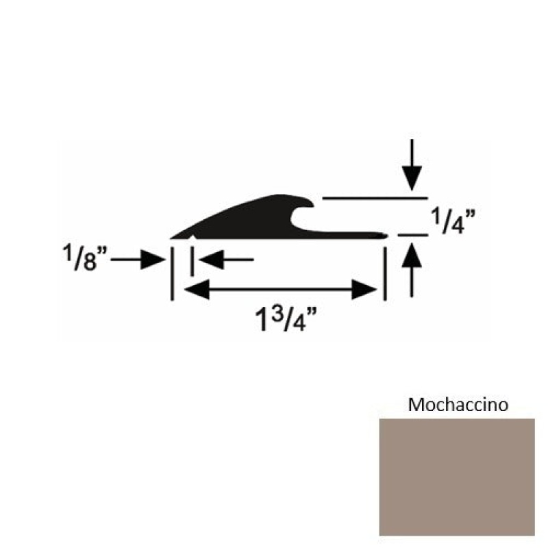 Solid 43 Mochaccino Rubber Custom Carpet Edging - 1 3/4" X 9 Ft (108") X 1/4"
