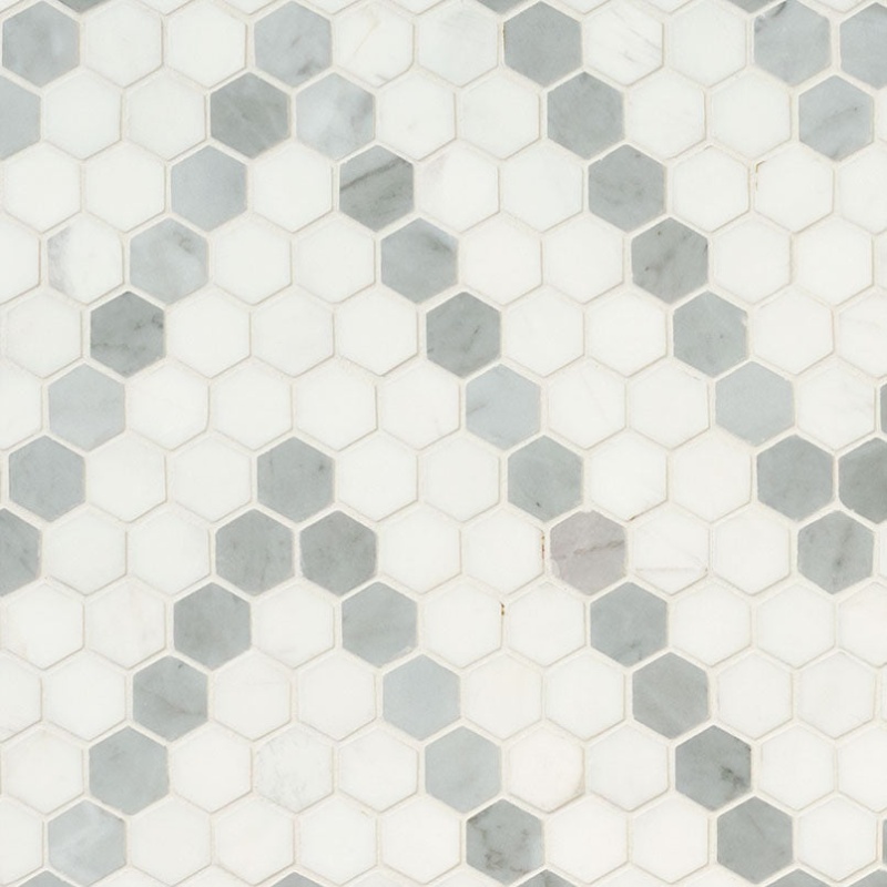 Bianco Dolomite Sazi Marble Mosaic - 1" Hexagon - Polished