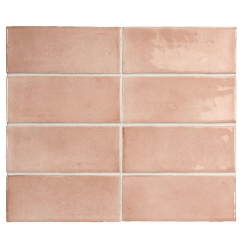 Soco Pink Porcelain Tile - Glossy - 2" x 6"