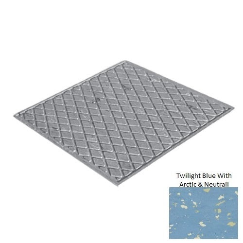 Spextones Twilight Blue With Arctic & Neutrail Rubber Diamond Landing Tile - Textured - 27" X 27"