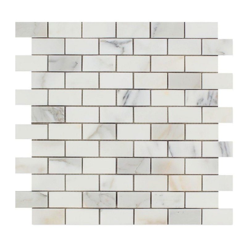 Calacatta Gold Marble Mosaic - 1" X 2" Brick