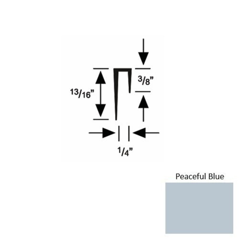 Solid 47 Peaceful Blue Rubber Cove Cap Square - 1/4" X 9 Ft (108")