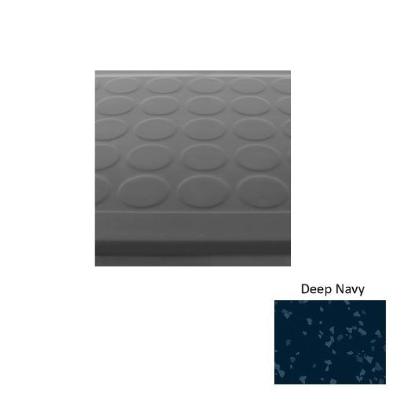 Symmetry 92 Deep Navy Low Profile Raised Circular Rubber (Sq) With Galley Red Abrasive Strip Stair Tread With Dupont Kevlar - Textured