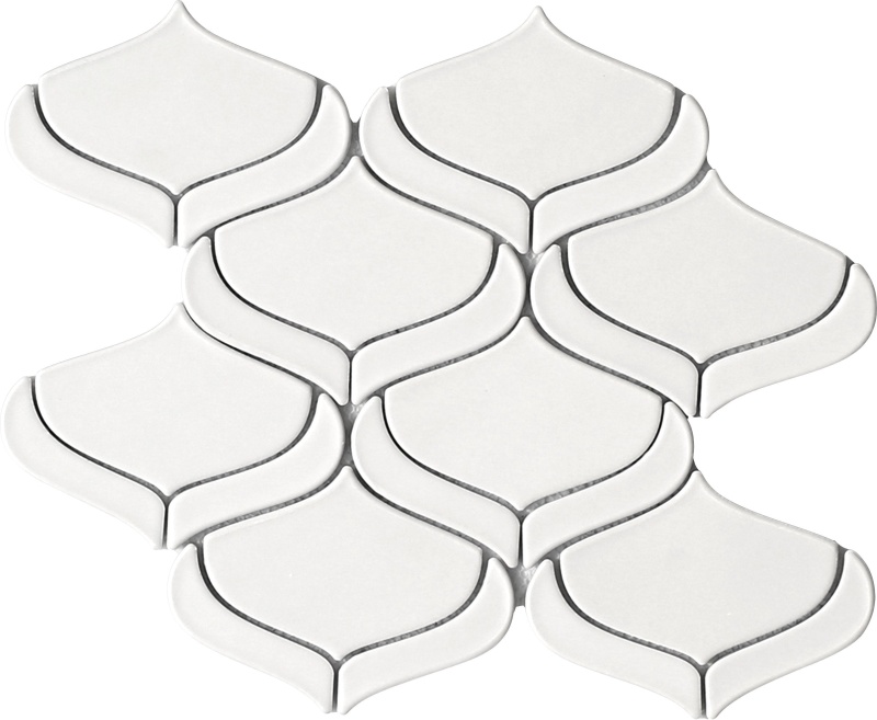 Mythos White Ceramic Mosaic - Arabesque - Matte