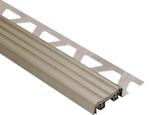 Trep Se Stair Nose Metal Tile Edging Trim - Stainless Steel With Grey Insert