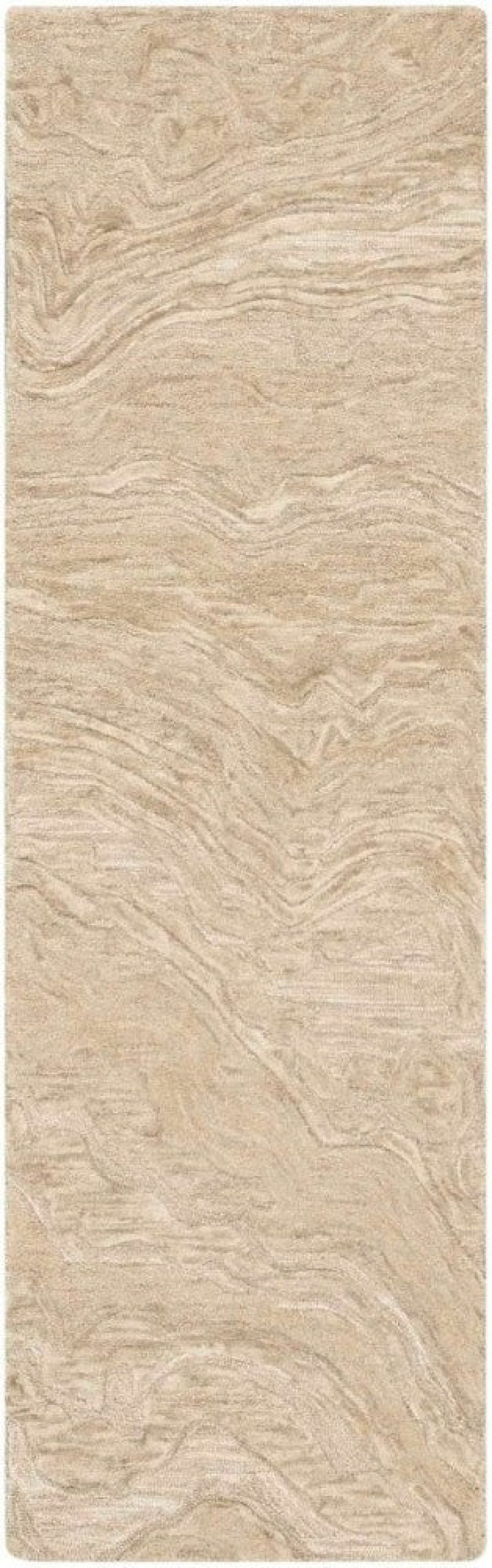 Graceful Taupe Wool Contemporary Area Rug - 8 Ft Runner