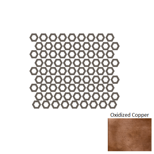 Metallica Oxidized Copper Metal Mosaic - 1" Hexagon - Satin