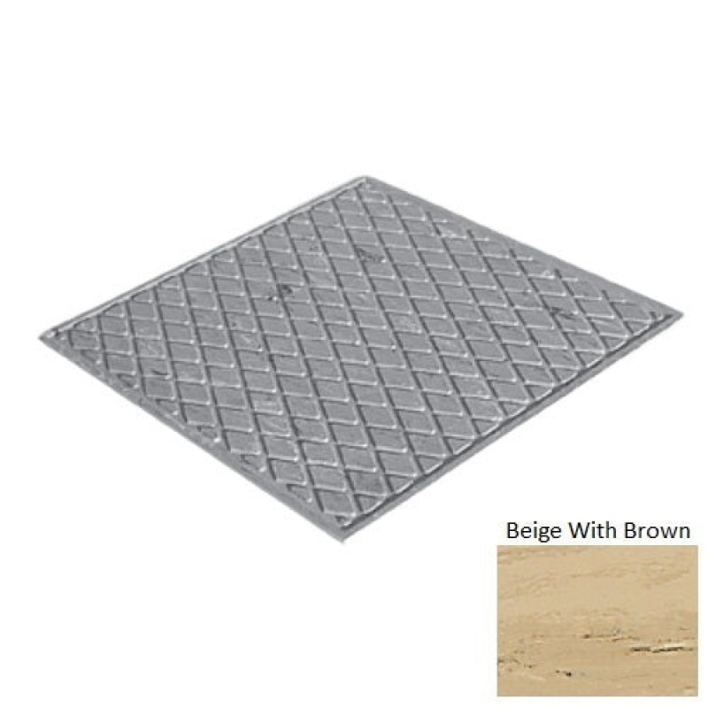 Evolving Styles Creative Elements Beige With Brown Rubber Diamond Landing Tile - Textured - 27" X 27"