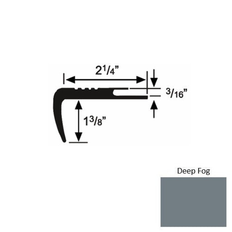 Solid 17 Deep Fog Rubber Undercut Carpet Nosing