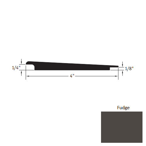 Johnsonite Fudge Vinyl Moulding / Trim - 4" X 12 Ft (144") X 1/4" - 1/8" Wheeled Traffic Transition - Wheeled Traffic Transition