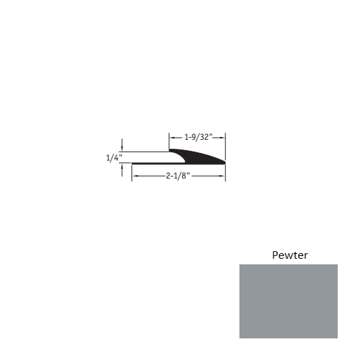 Johnsonite Pewter Vinyl Moulding / Trim - 1 9/32" X 12 Ft (144") X 1/4" Edge Guard - Edge Guard