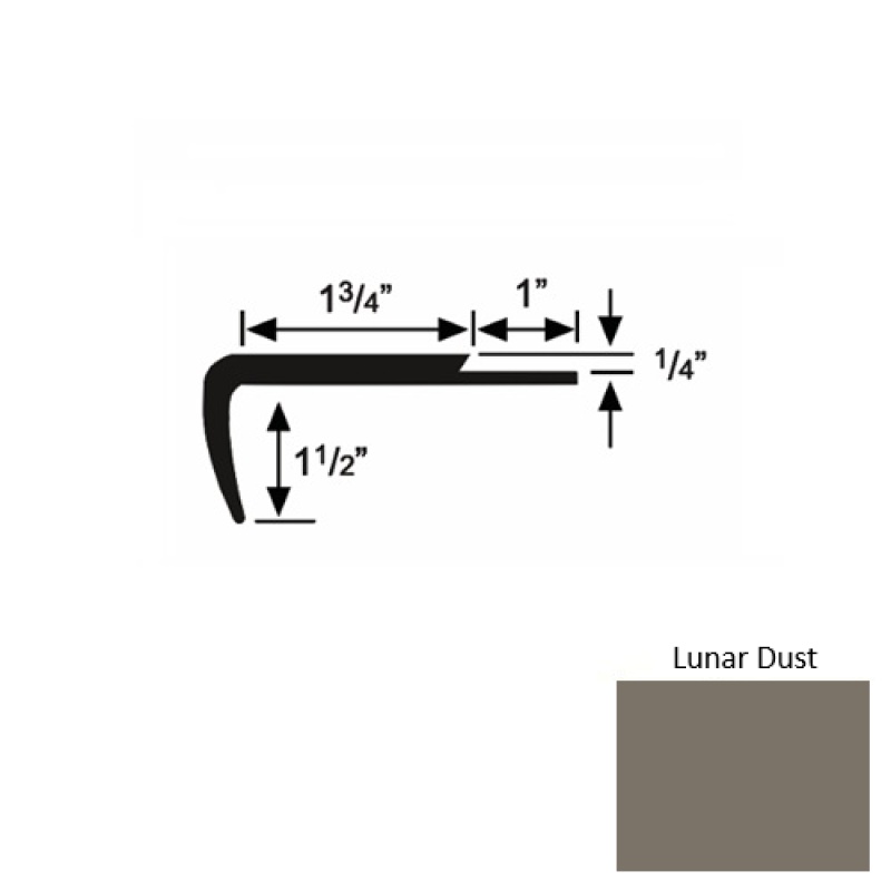 Solid 13 Lunar Dust Rubber Single Flange Carpet Stair Nosing (Sq) - 1 3/4" X 9 Ft (108")