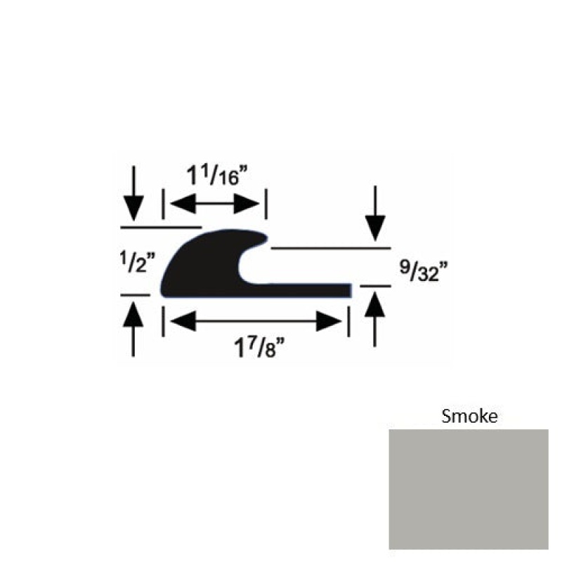 Roppe Solid 40 Smoke Rubber Carpet Edge Guard – 1 7/8" x 9 ft (108") x 9/32"