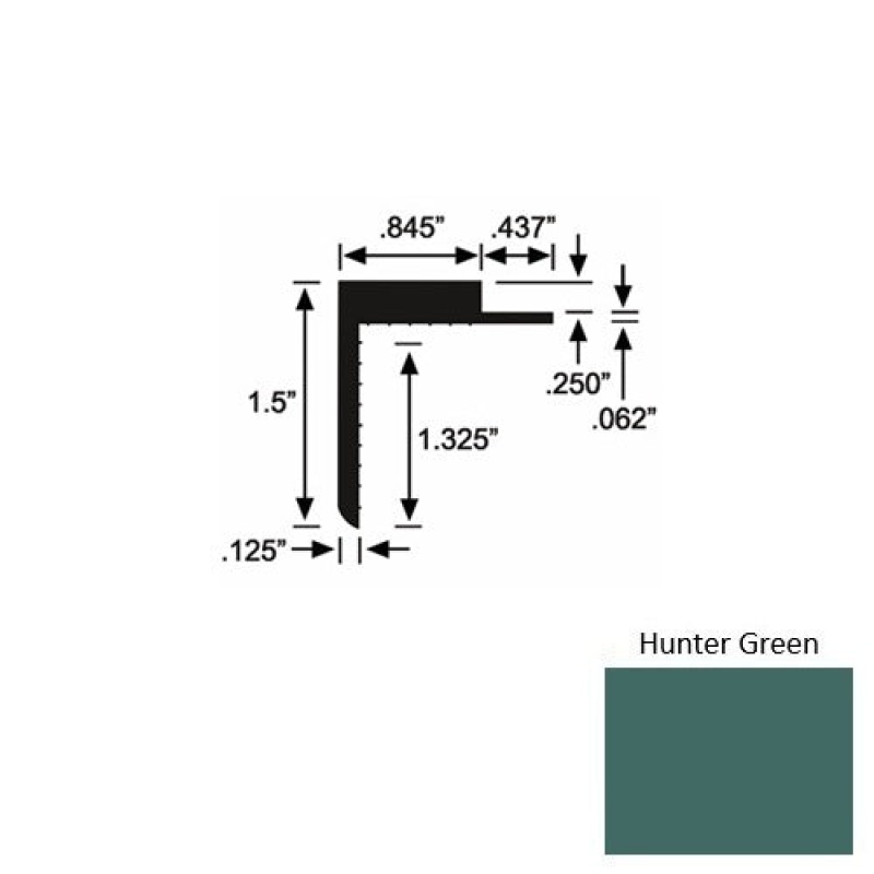 Solid 57 Hunter Green Rubber Landing Trim - 1 1/2" X 98"