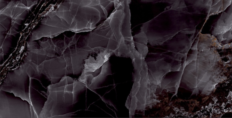 Belize Black Porcelain Tile - Glossy - 24" X 48"