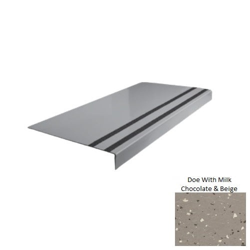 Spextones Doe With Milk Chocolate & Beige Type 130 Distinct Designs Rubber - 12 1/4" X 72" Stair Tread - Smooth