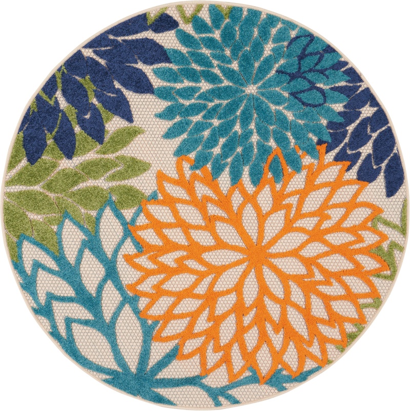 Aloha Alh05 Multicolor Polypropylene Tropical Area Rug