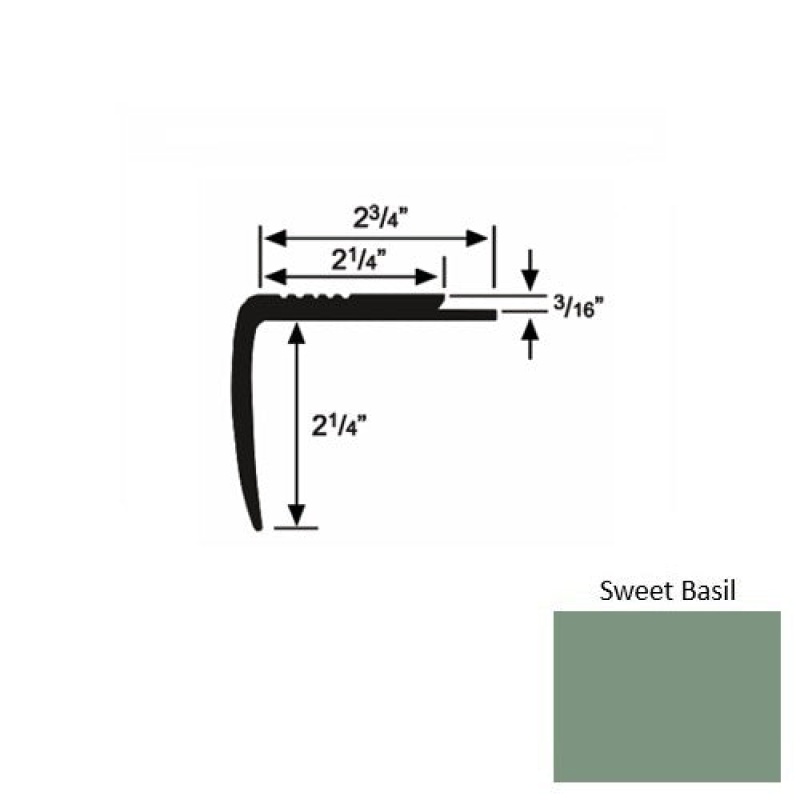 Solid M07 Sweet Basil Rubber Modified Underlap Stair Nosing