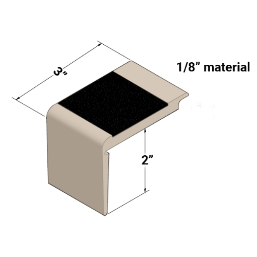 Johnsonite Canvas Vinyl Moulding / Trim - 3 1/8" x 12 Ft Visually Impaired Recessed Stair Nose