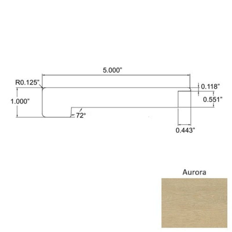 Lakeshore Loyola Laminate Wood Moulding / Trim - 5" X 94" Overlap Square Stair Nose - Embossed
