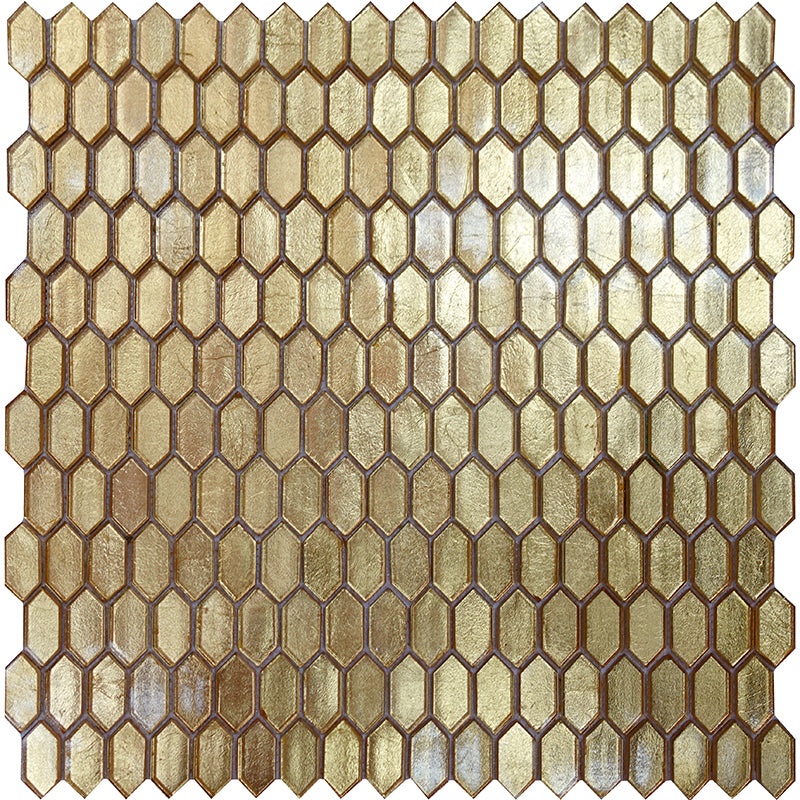 Glamour Gold Glass Mosaic - Picket Fence - Glossy