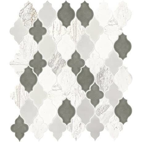 Raine Stratus White Blend Marble Mosaic - Arabesque - Honed