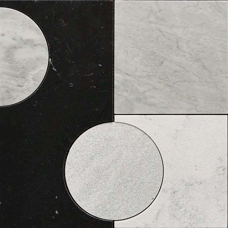 Waldorf Modulo Monochrome Marble Mosaic - 12" X 12" - Textured & Honed