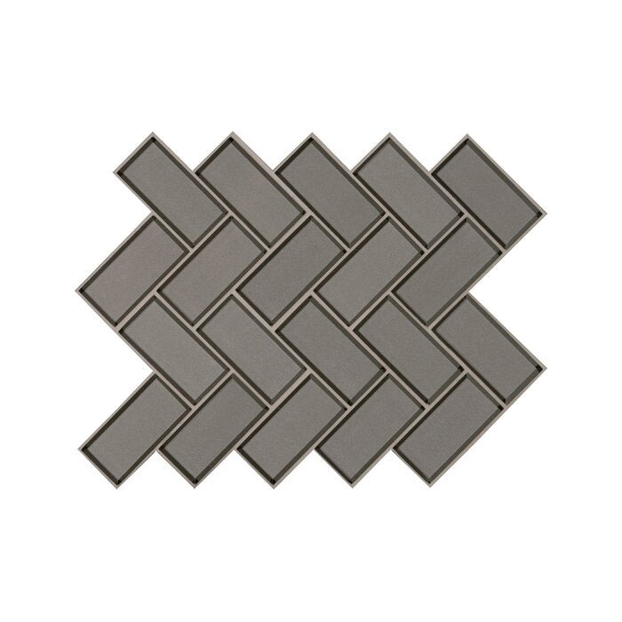 Champagne Glass Mosaic – 2" x 4" Beveled Herringbone, Glossy