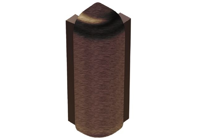 Rondec Step 90 Degree Outside Corner Metal Tile Edging Trim - Brushed Antique Bronze Anodized Aluminum