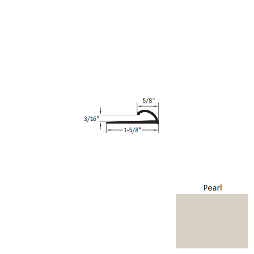 Johnsonite Pearl Vinyl Moulding / Trim - 5/8" X 12 Ft (144") X 3/16" Edge Guard - Edge Guard