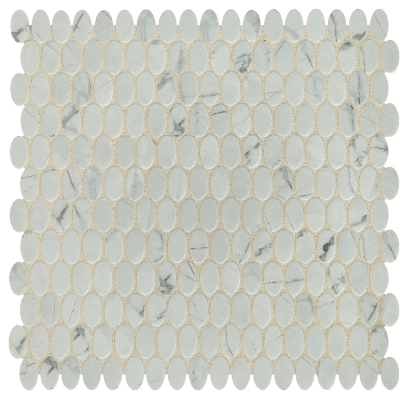Statuette Silver Satin Glass Mosaic - Oval - Matte