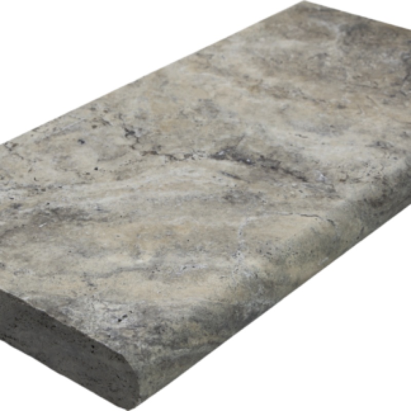 Colorado Travertine Bullnose Coping - Brushed - 12" X 24" X 5"