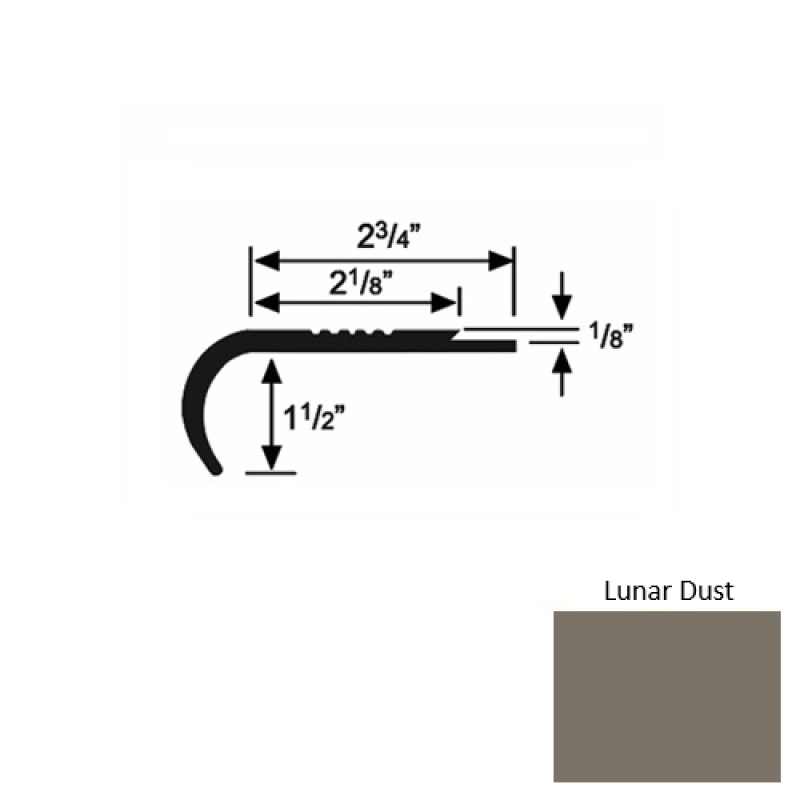 Solid 10 Lunar Dust Rubber Underlap Stair Nosing