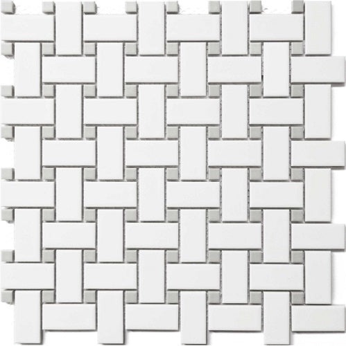 Gray Porcelain Basket Weave Mosaic Tile