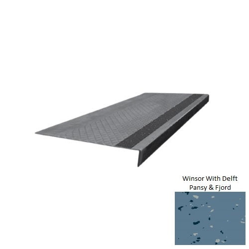 Spextones Winsor With Delft Pansy & Fjord Type 675 With Flush Ribbed Insert Distinct Designs Rubber - 12" X 72" Stair Tread - Diamond Profile Design