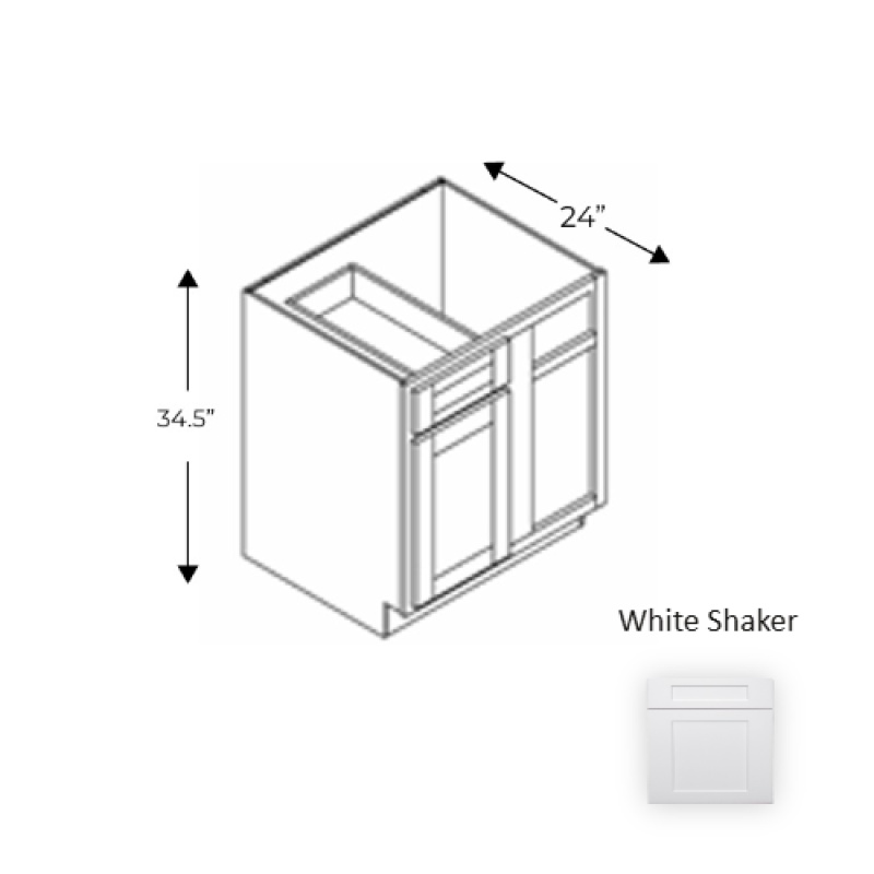 Whs.Bbc36 Framed Shaker Premium White Shaker Natural Clear Coat Wood Kitchen Base Cabinet - 36" X 34.5" X 24" - Natural Clear Coat
