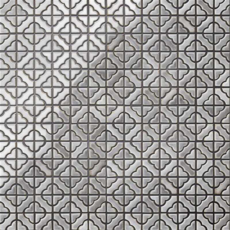 Hudson Tower Grey Eye Porcelain Mosaic - 12" X 12" - Glossy