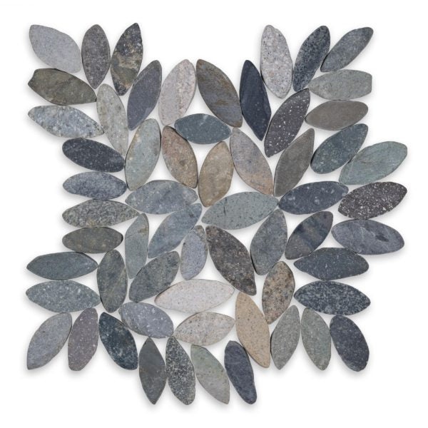 Flower Autumn Natural Stone Pebble - 12" x 12" - Matte