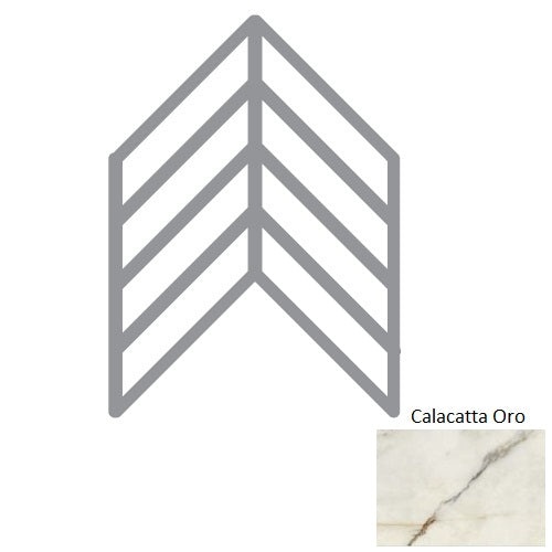 Classic 2.0 Calacatta Oro Chevron Accent Deco Porcelain Tile - Polished - 4" X 24" Chevron