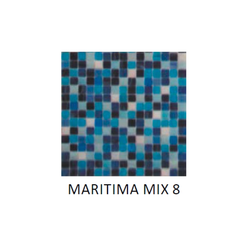 Mixes Maritima Mix 8 Glass Mosaic - 0.8" X 0.8" - Glossy